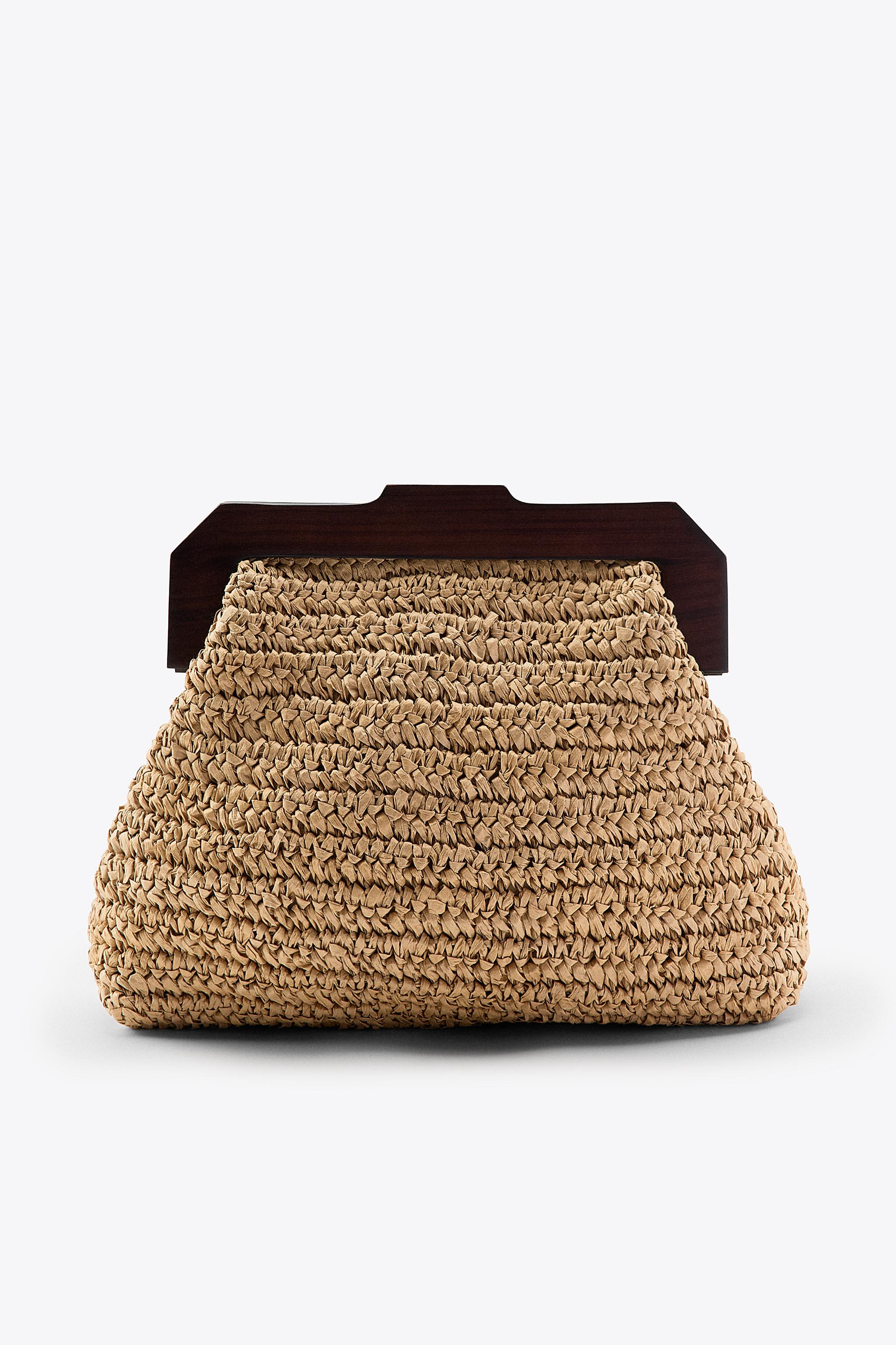 RAFFIA BAG WITH EMBROIDERED FISH